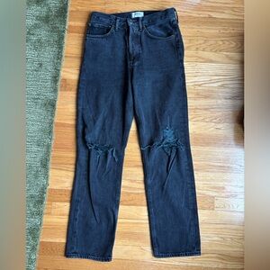 Agolde black jeans with knee rips